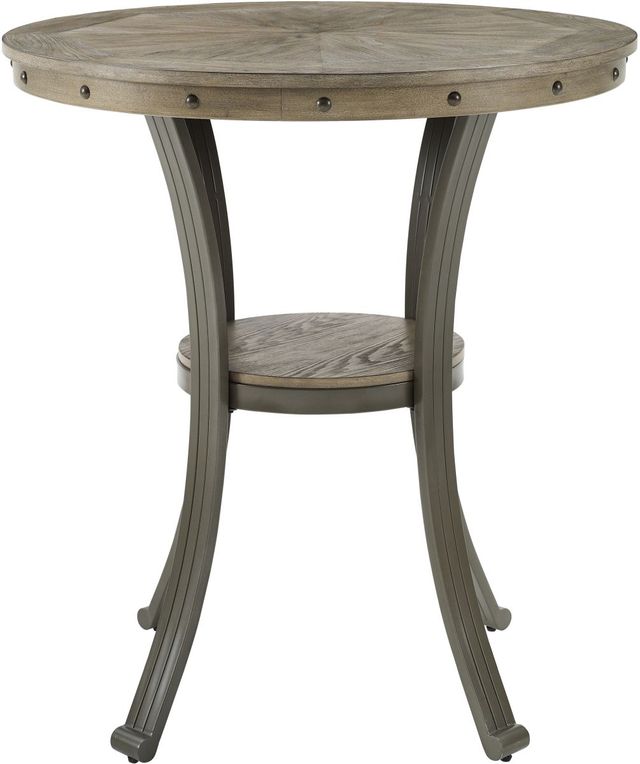 Powell® Franklin Gray Pub Table with Pewter Base-0