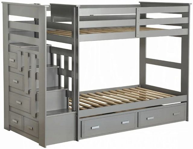 ACME Furniture Allentown Gray Youth Twin Over Twin Bunk Bed with Trundle and Storage-0