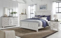 Liberty Furniture River Place 4-Piece Riverstone White/Tobacco King Panel Bed Set