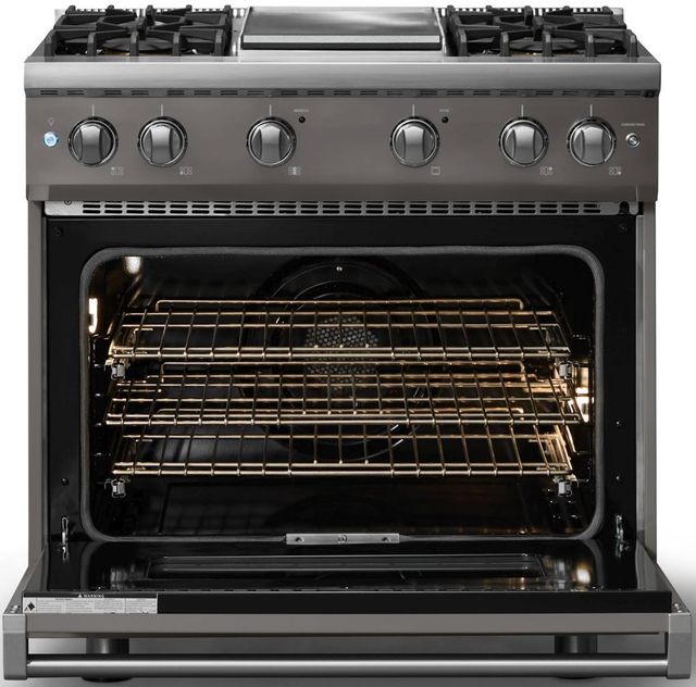 Viking® 5 Series 36" Damascus Gray Pro Style Gas (NG) Range with Polished Chrome Trim-1