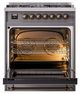 Ilve® Nostalgie II Noblesse 30'' Graphite Matte Pro Style Dual Fuel Range with Burnished Trim-1