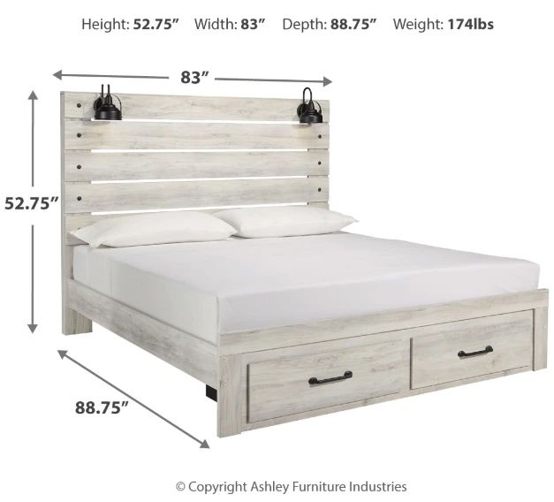 Signature Design by Ashley® Cambeck Whitewash King Panel Bed with 2 Storage Drawers-2