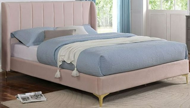 Furniture of America® Pearl Light Pink Queen Upholstered Panel Bed