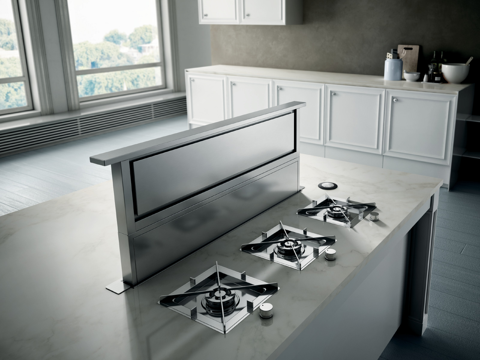 Downdraft Range Hood in Modern Kitchen Downdraft Range Hood in Modern Kitchen