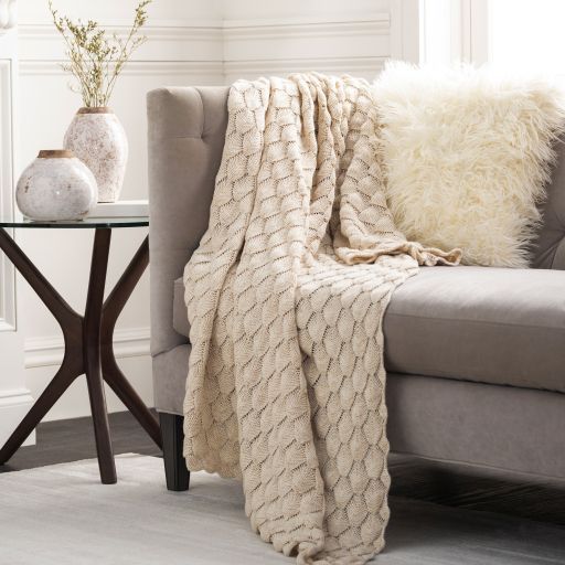 Surya Captiva Metallic Champagne 50"x60" Throw Blanket-3