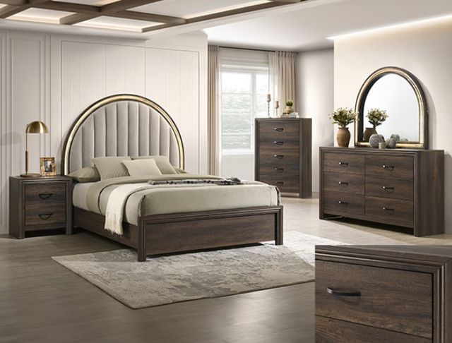 Crown Mark Noreen Brown King Upholstered Panel Bed-1