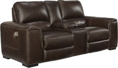 Signature Design by Ashley® Alessandro Walnut Power Reclining Loveseat with Adjustable Headrest 