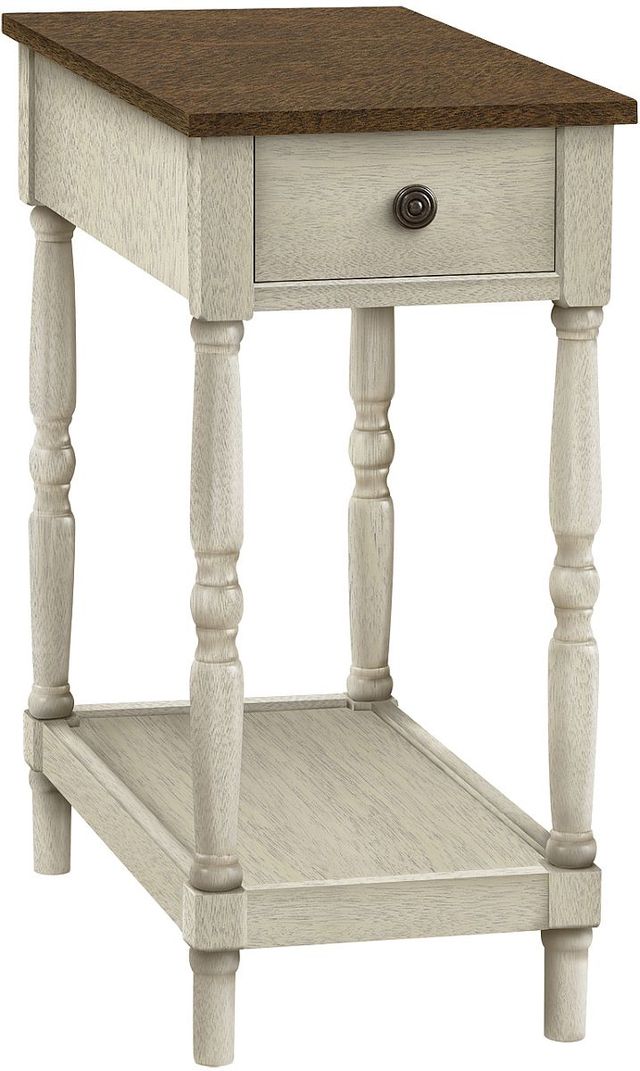 Monarch Specialties Inc. Antique White/Espresso Veneer 2-Tier Storage Accent Table-0