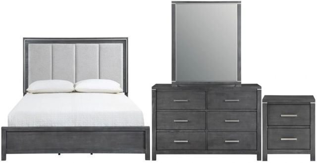 New Classic® Home Furnishings Odessa 4-Piece Charcoal Gray California King Panel Bedroom Set-0
