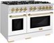 ZLINE Select Autograph Edition 48" Satin Stainless Steel Pro Style Dual Fuel Range with White Matte Doors and Polished Gold Accents-2