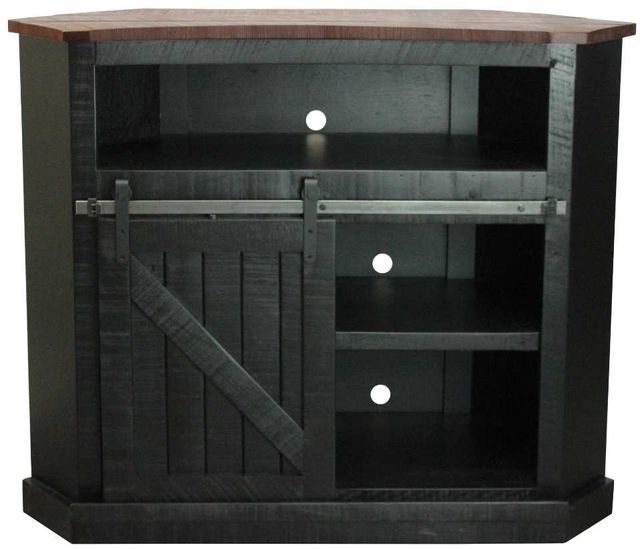 American Heartland Manufacturing Rustic Two Tone Tall Alcove Corner TV Stand-1