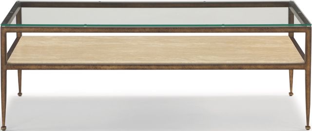 Flexsteel® Venice Glass Top Rectangular Coffee Table with Bronze Tapered Legs-1