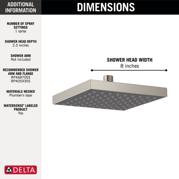 Delta Universal Showering Components Stainless Single-Setting Raincan Shower Head-2