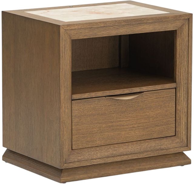 Michael Amini® Portrait Sienna Brown 1-Drawer Nightstand with LED Lights-0