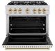 ZLINE Classic Series Autograph Edition 36" Stainless Steel Pro Style Dual Fuel Range with White Matte Door and Polished Gold Accents-3