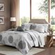 Olliix by Madison Park Essentials Knowles Grey Queen Complete Reversible Coverlet and Cotton Sheet Set-0