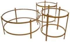 Signature Design by Ashley® Pearlox 3-Piece Glass Top Occasional Table Set with Gold Base