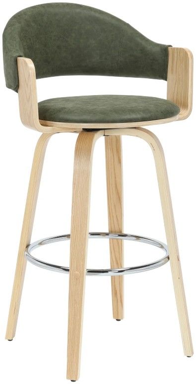 Armen Living Daxton 3-Piece Oak/Vintage Green Barstool Set-0