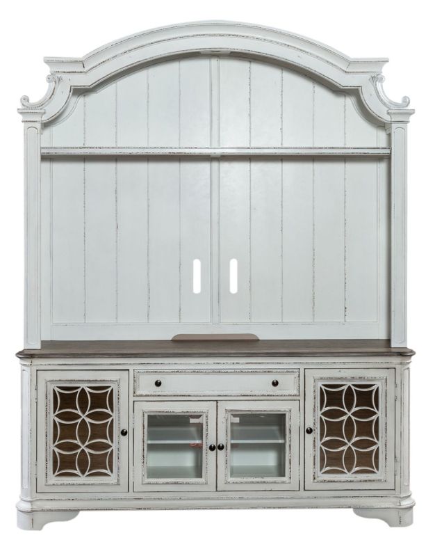 Liberty Furniture Magnolia Manor Antique White/Weathered Bark Entertainment Center-2