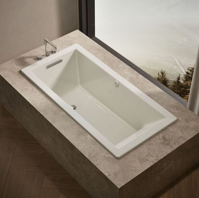 KOHLER® Underscore® Biscuit 66" x 32" Drop-In/Undermount BubbleMassage™ Air Bath with Bask® Heated Surface-1