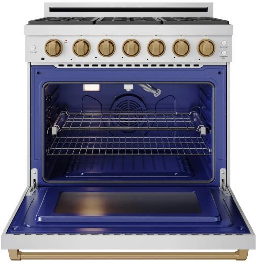 Thor Kitchen® Gordon Ramsay 36" Stainless Steel/Bronze Freestanding Pro Style Gas Range-1