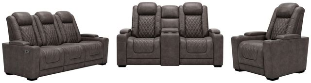 Signature Design by Ashley® HyllMont 3-Piece Gray Power Reclining Living Room Set-0