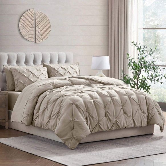 Sleeptone® 7-Piece Linen California King Pinch Pleat Bed in a Bag-1