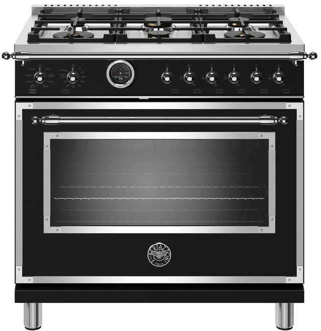 Bertazzoni Heritage Series 36" Matte Black Free Standing Dual Fuel Range-0