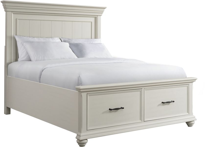 Elements International Slater Antique White Queen Platform Storage Bed ...