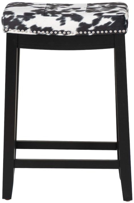 Linon Claridge Black/White Cow Counter Stool-2