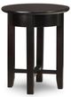 Handstone Customizable Demilune Espresso Round Chair Side Table  with Shelf-0