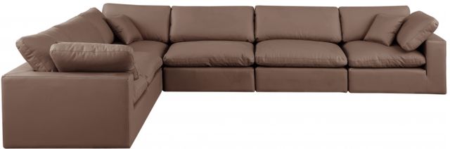 Meridian Furniture Comfy 6-Piece Brown Vegan Leather Sectional-1