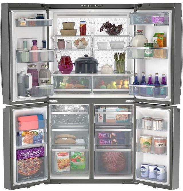 GE Profile™ 36 in. 28.3 Cu. Ft. Fingerprint Resistant Stainless Steel Quad French Door Refrigerator with Dual Dispense AutoFill Pitcher-4