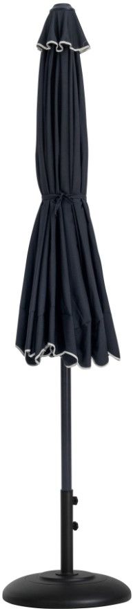 Meridian Furniture Amalfi Black/Matte Black/Black Aluminum Outdoor Patio Umbrella and Round Base-1