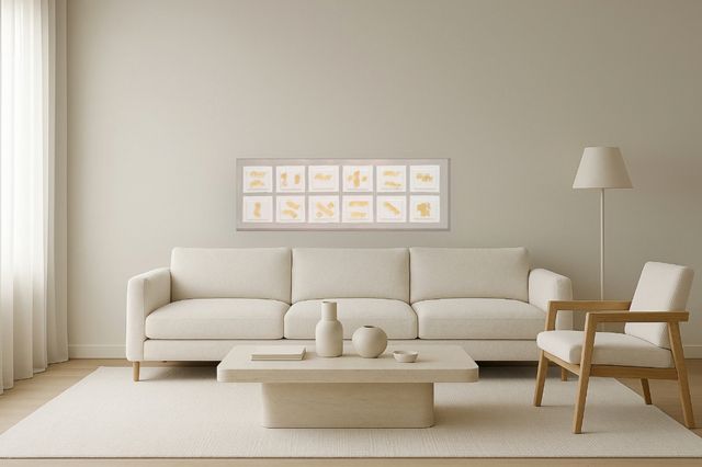 Classy Living Timeless Sunlit Minimalist Texture Grid Wall Art-1