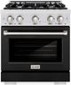 ZLINE Select 30" Satin Stainless Steel Convection Pro Style Gas Range with Black Matte Door-0