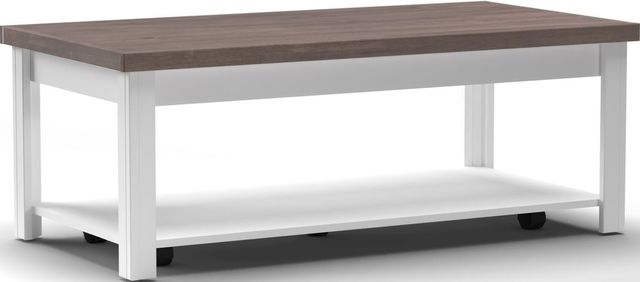 Legends Home Hampton Jasmin White Coffee Table with Barnwood Top 