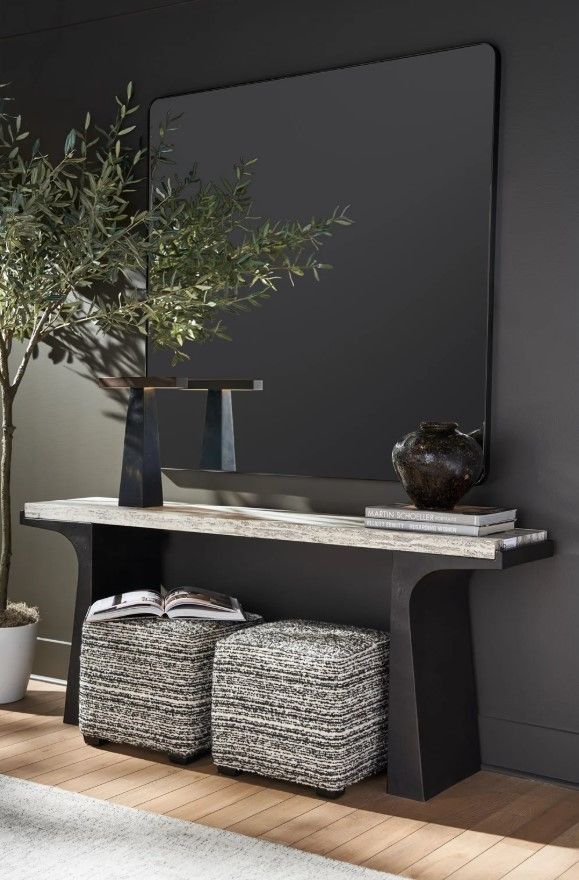 Universal Explore Home™ New Modern Quill Bronze/White Travertine Console Table-1