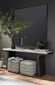 Universal Explore Home™ New Modern Quill Bronze/White Travertine Console Table-1