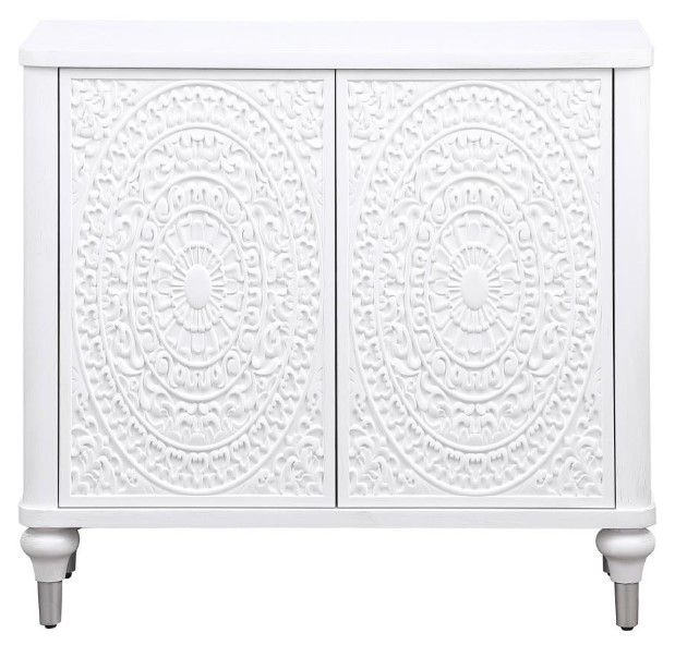 Coaster® Cardella Distressed White 2-Door Cabinet-1