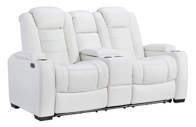 Signature Design by Ashley® Party Time White Power Reclining Loveseat-0