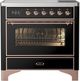 Ilve® Majestic III 36" Glossy Black Pro Style Induction Range with Triple Glass Door and Copper Trim-0