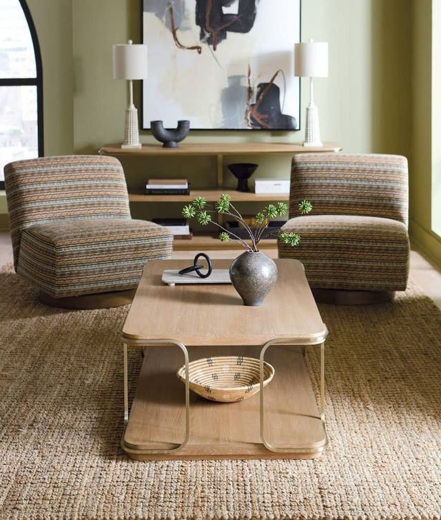 Hooker® Furniture Banyon Bay Desert Oak Cocktail Table with Brushed Brass Support-1