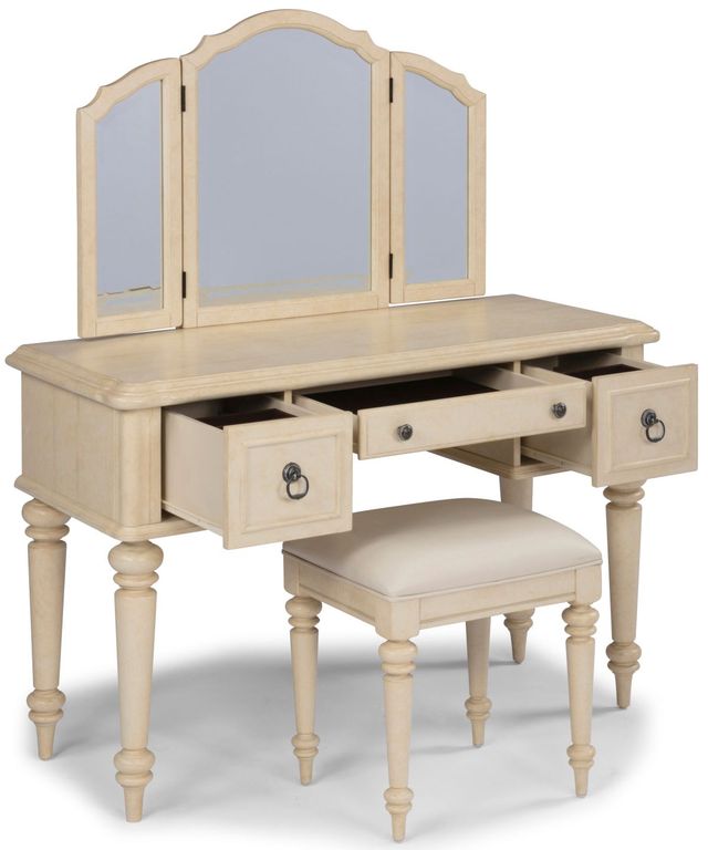 homestyles® Provence Antiqued White Vanity and Bench-3