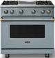 Viking® 5 Series 36" Novembery Sky Pro Style Gas (NG) Range with Brushed Brass Trim-0