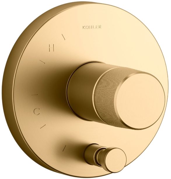 KOHLER® Components® Rite-Temp® Vibrant Brushed Moderne Brass Valve Trim with Oyl Handle and Diverter-0