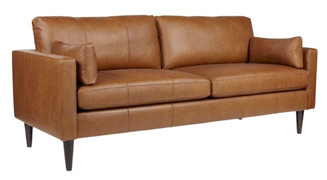 Best® Home Furnishings Customizable Trafton Stationary Sofa with Dark Walnut Legs and Two Pillows-0