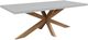 John Thomas Furniture® Parks White Polystone/Wood Outdoor Table with Teak Leg Base-0