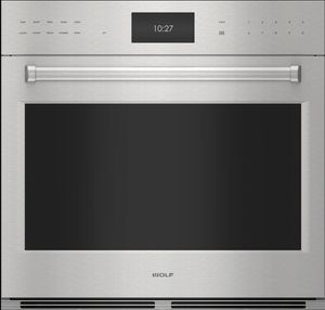 Front view of the Wolf® E Series 30" Stainless Steel Professional Built in Single Electric Wall Oven