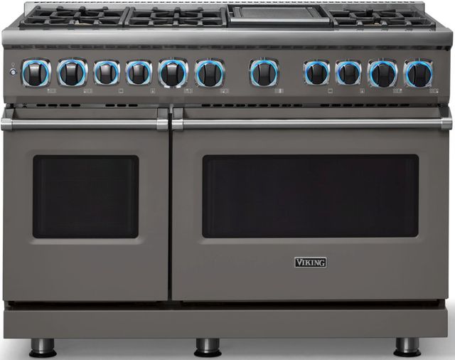Viking® 7 Series 48" Damascus Gray Pro Style Dual Fuel Range with 12" Griddle-3
